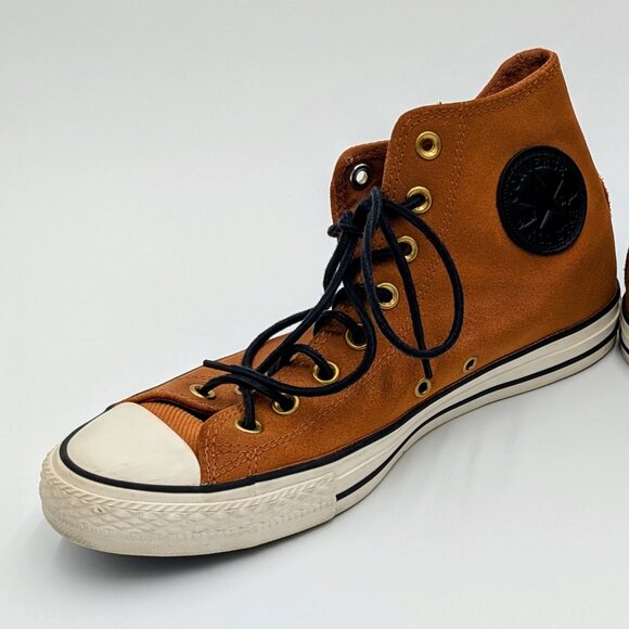 Converse Chuck Taylor All Star Cognac Brown Leather High-top Sneakers M8.5 W10.5 - Picture 15 of 16